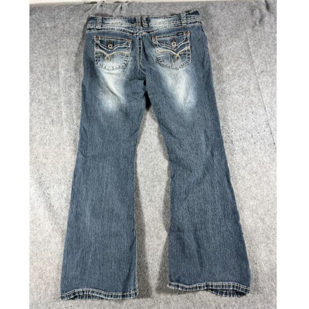 VTG Y2K Angels Jeans Womens 15 Blue Faded Low Rise Bootcut Double Button Mcbling